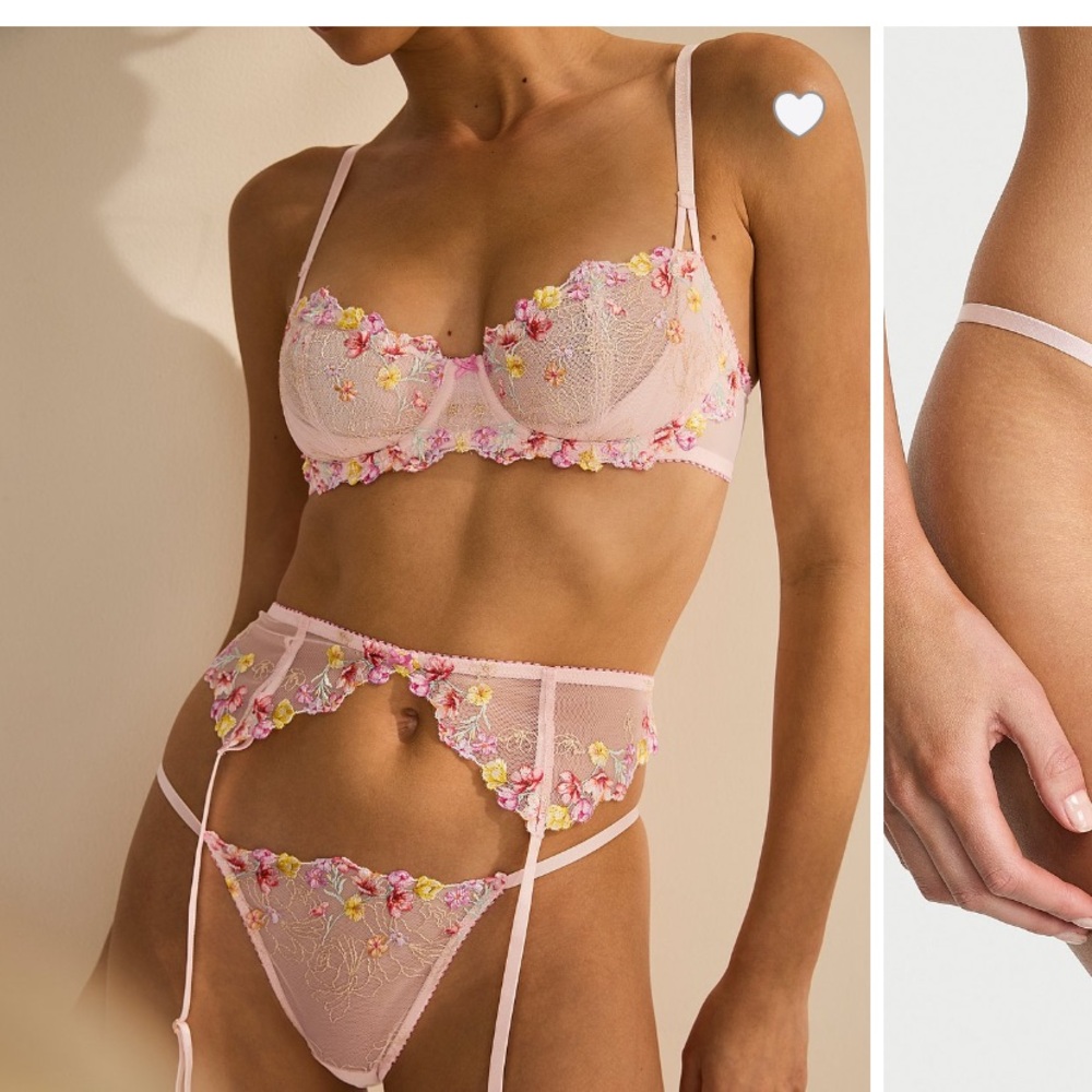 Victoria's Secret Floral Bloom Embroidered v string panty